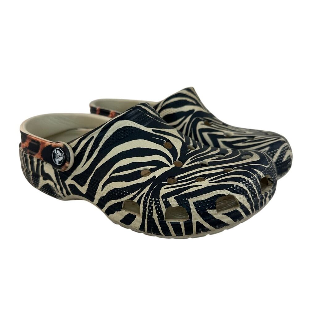 Crocs classic animal remix clog zebra leopard Mens 4 Women 6 Preowned